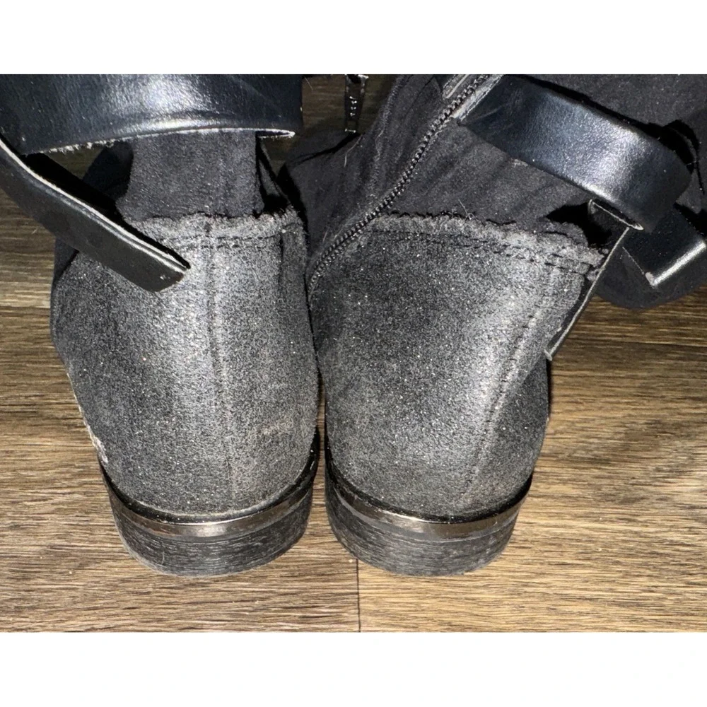 Skechers Boots Glitter Bow Zipper MidCalf Logo  Black Floral Lining Girls Sz 2